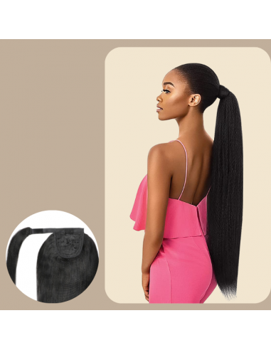 Koński ogon Ponytail Czarna Wstążka Magia Remy Hair Yaki Proste en stock