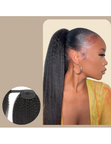 Kucyk Ponytail Czarny Magiczna Wstążka Remy Hair Kinky Straight destockage