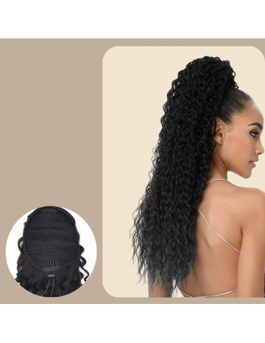 Kucyk Ponytail Czarny Z Sznurkiem Remy Hair Deep Wave en stock