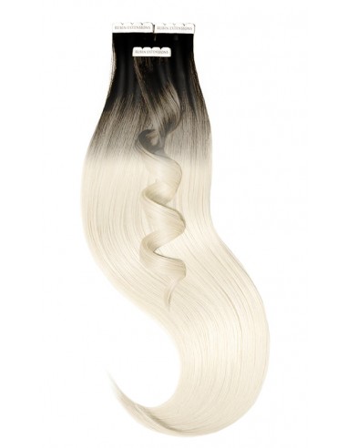 Extensions Adhésives - Tape-in Extensions Sombre-Balayages - Brun-Noir & Blond Platine de votre